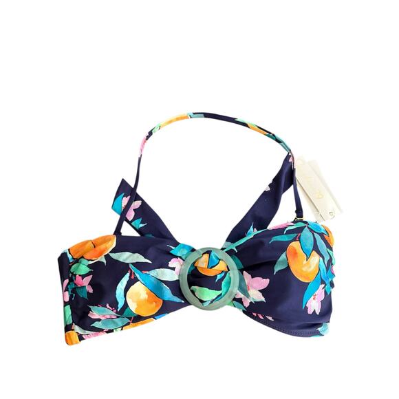 La Blanca Sunshine Navy Peach Halter Fruit Floral 2 Piece Bikini Swimsuit Set 8 - Picture 10 of 12